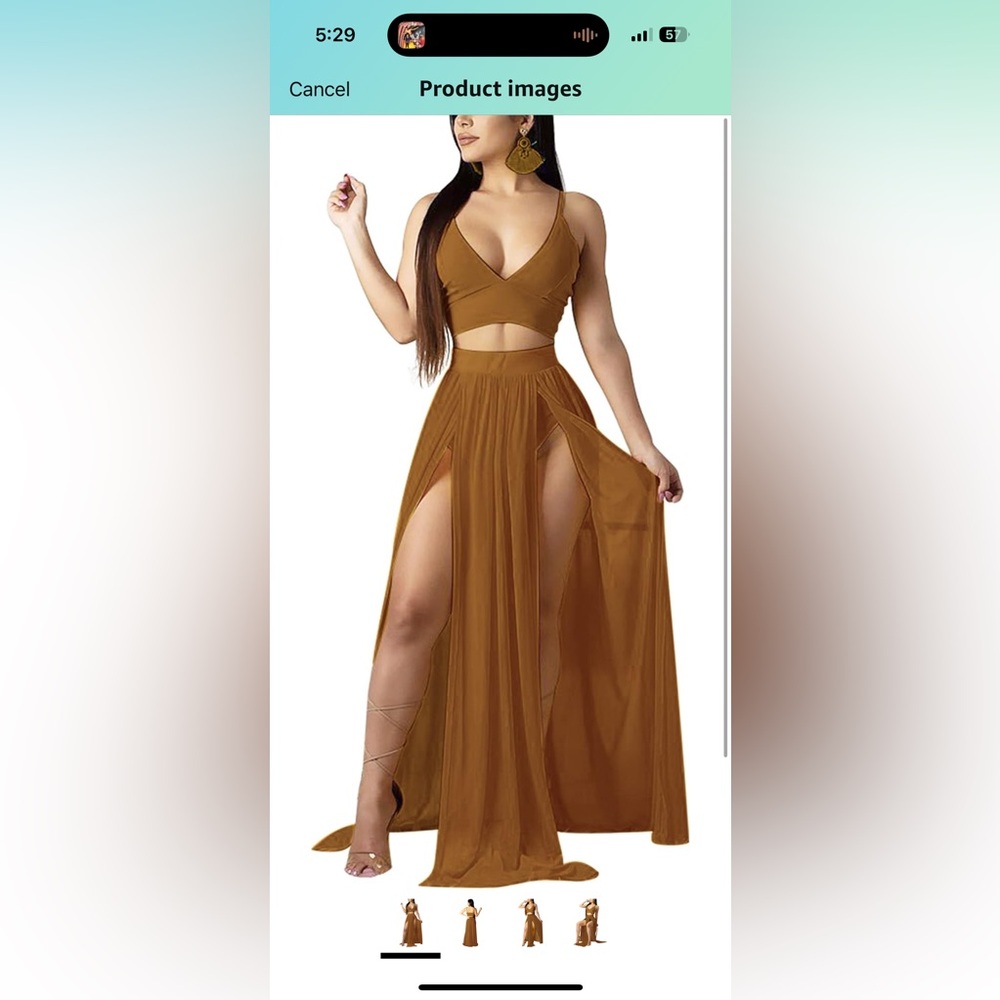 Brown Two-Piece set skirt and tank from Amazon size XS